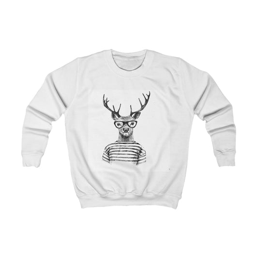 Kids Sweatshirt — Hipster Deer Graphic Pullover ("I DEER YOU" Back Text)