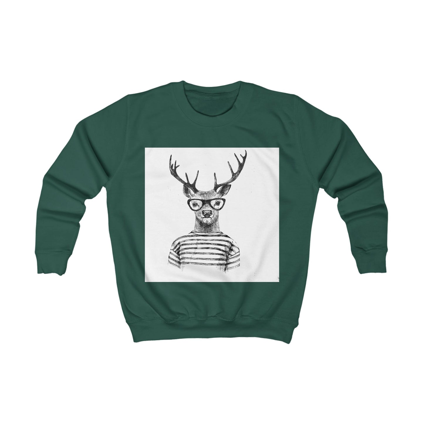 Kids Sweatshirt — Hipster Deer Graphic Pullover ("I DEER YOU" Back Text)
