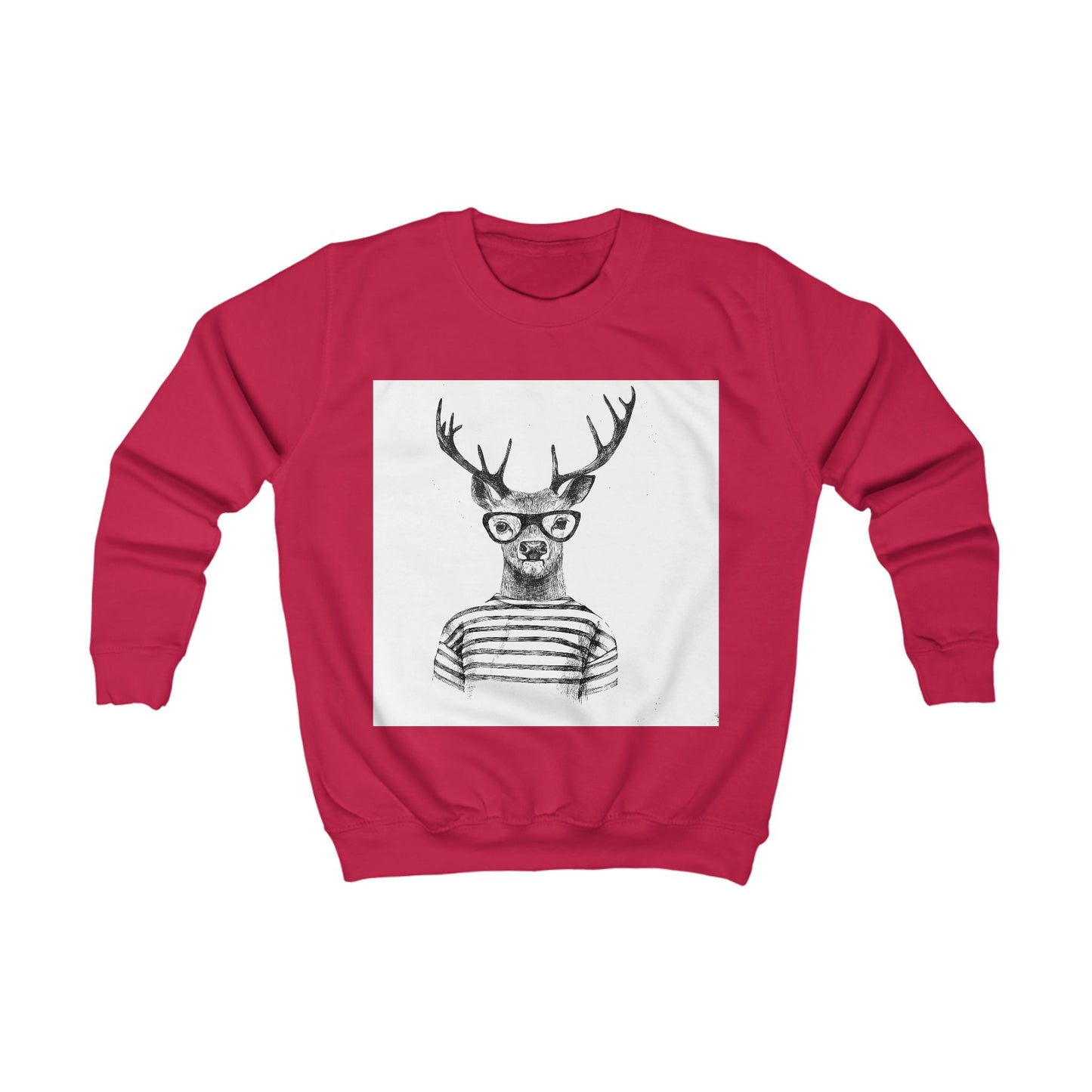 Kids Sweatshirt — Hipster Deer Graphic Pullover ("I DEER YOU" Back Text)