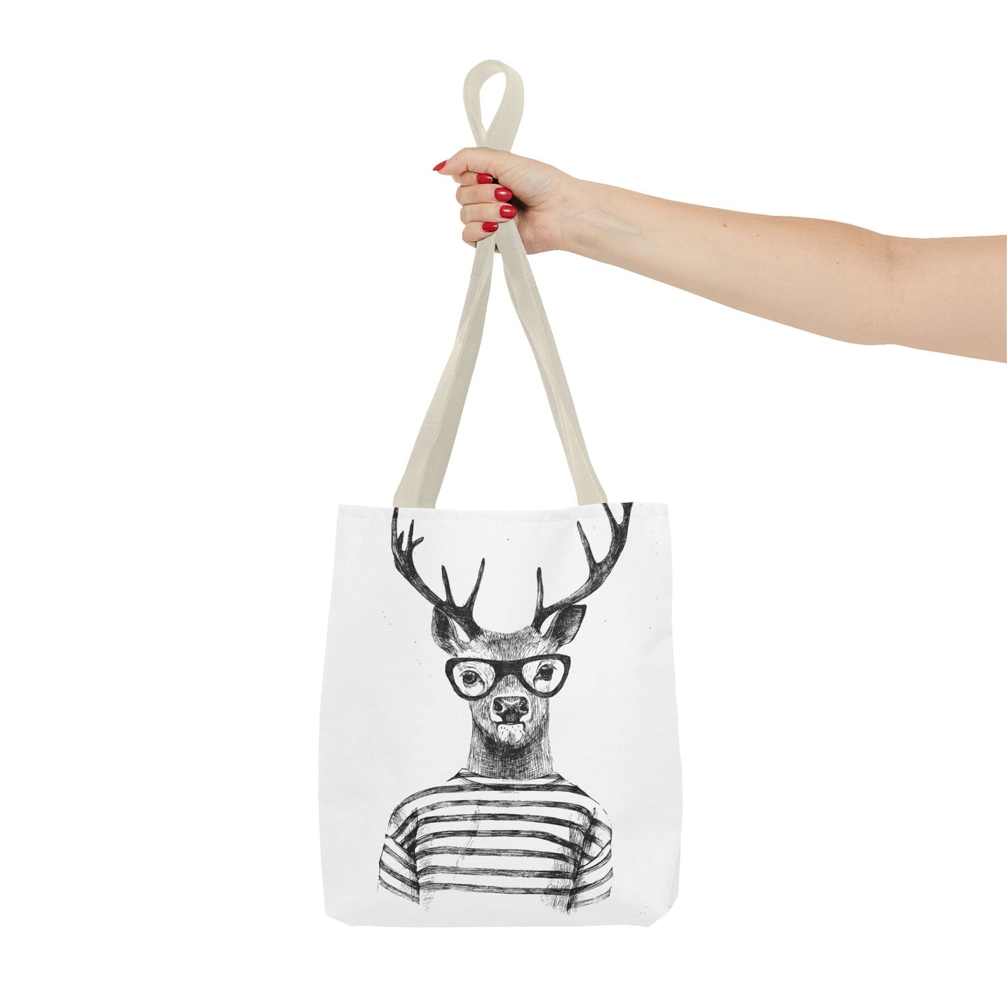 Hipster Deer Tote Bag — I DEER U Striped Deer Graphic Shoulder Tote