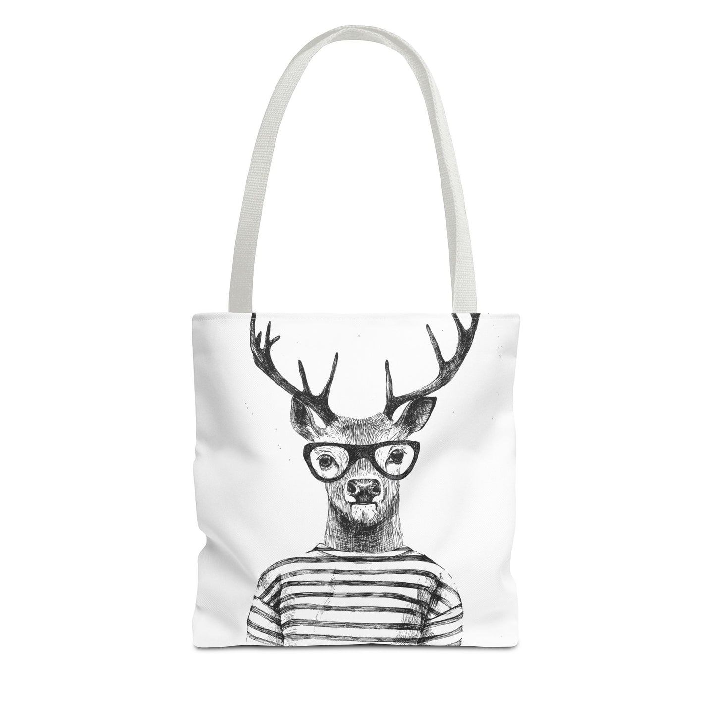 Hipster Deer Tote Bag — I DEER U Striped Deer Graphic Shoulder Tote