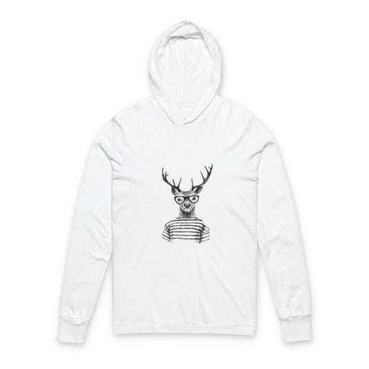 Playful Deer Graphic Unisex Hooded Long Sleeve Tee - "I Deer You"