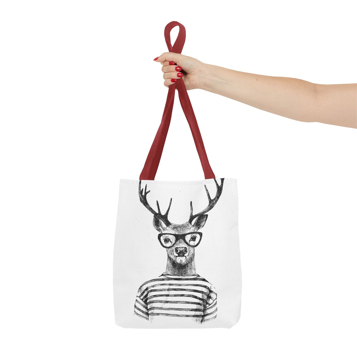 Hipster Deer Tote Bag — I DEER U Striped Deer Graphic Shoulder Tote