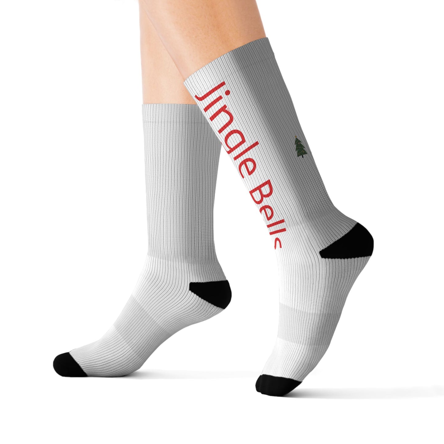 Jingle Bells Sublimation Crew Socks – Festive Christmas Socks with 'Jingle Bells' Text