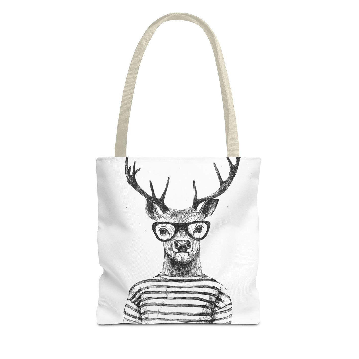 Hipster Deer Tote Bag — I DEER U Striped Deer Graphic Shoulder Tote