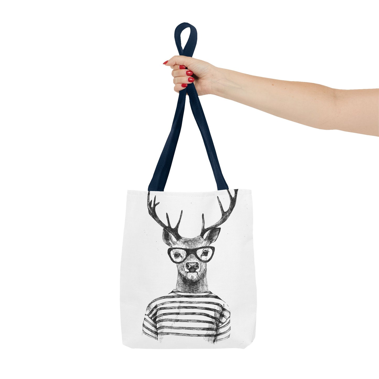 Hipster Deer Tote Bag — I DEER U Striped Deer Graphic Shoulder Tote