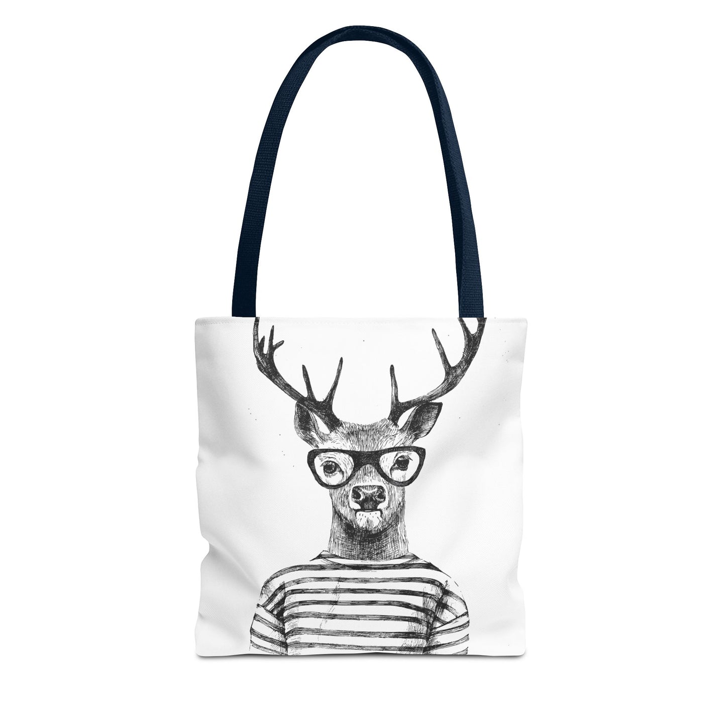 Hipster Deer Tote Bag — I DEER U Striped Deer Graphic Shoulder Tote