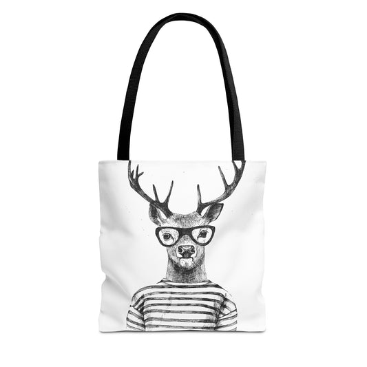 Hipster Deer Tote Bag — I DEER U Striped Deer Graphic Shoulder Tote