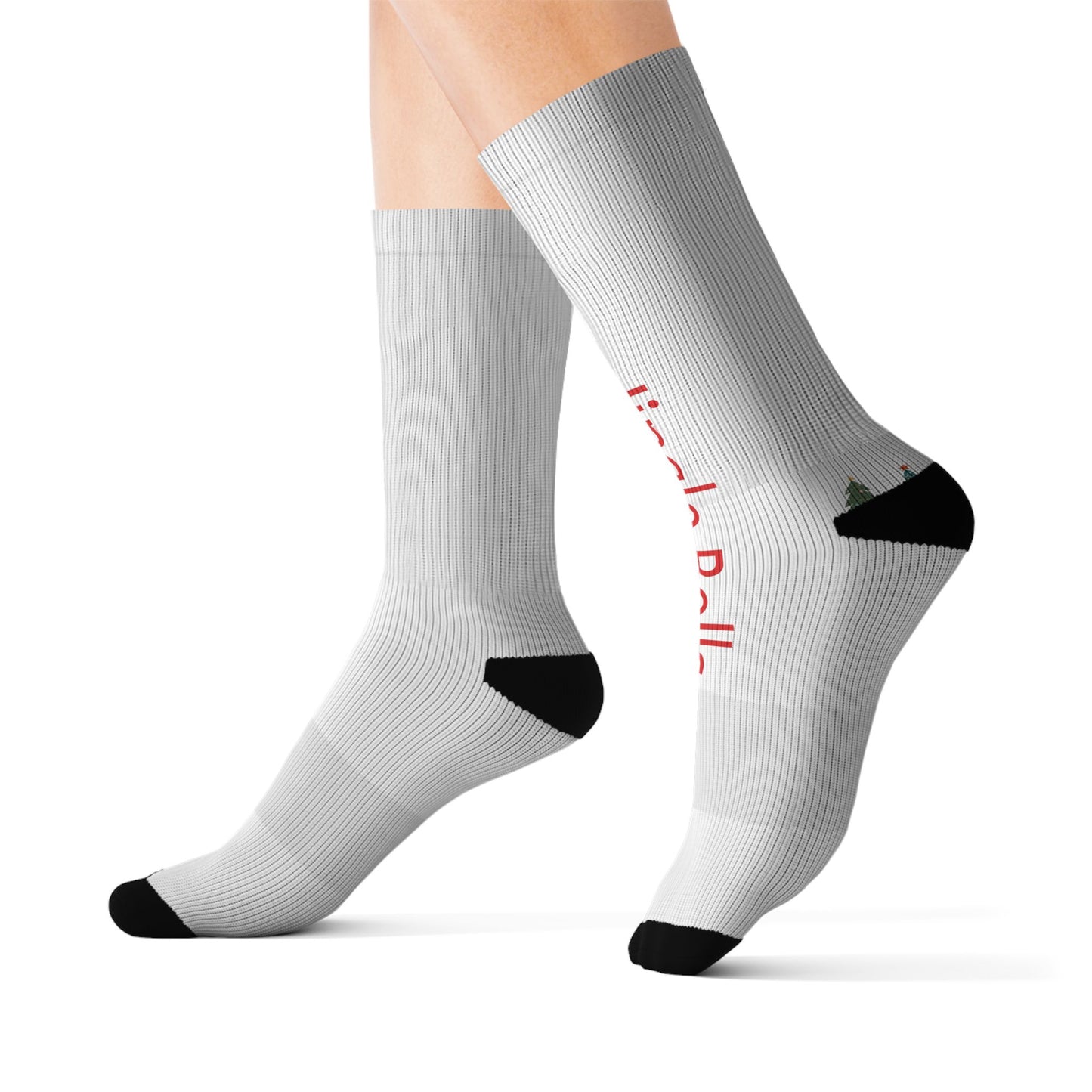 Jingle Bells Sublimation Crew Socks – Festive Christmas Socks with 'Jingle Bells' Text