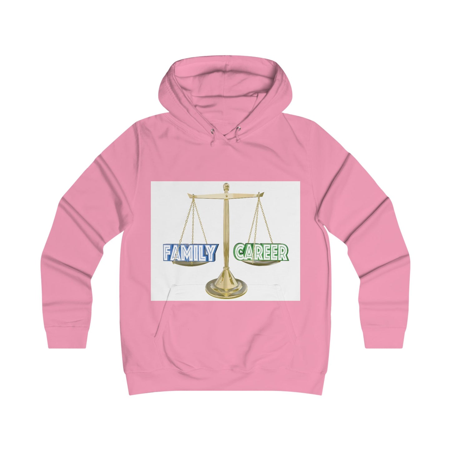 Chic Balance Hoodie - Family & Career Scale Graphic, Cozy Sweatshirt, Inspirational Gift, College Apparel, Casual Comfort, Yellow Fashion