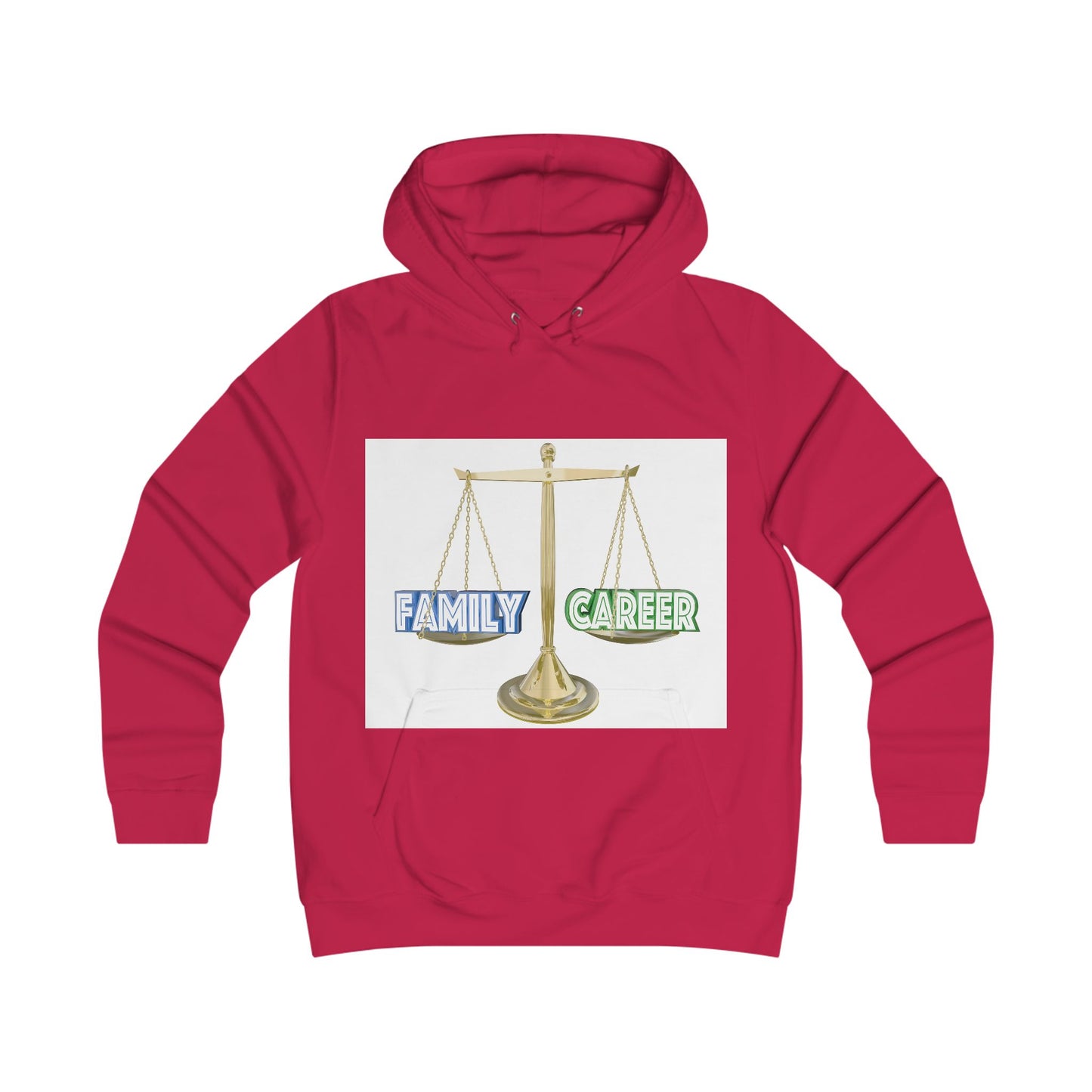 Chic Balance Hoodie - Family & Career Scale Graphic, Cozy Sweatshirt, Inspirational Gift, College Apparel, Casual Comfort, Yellow Fashion