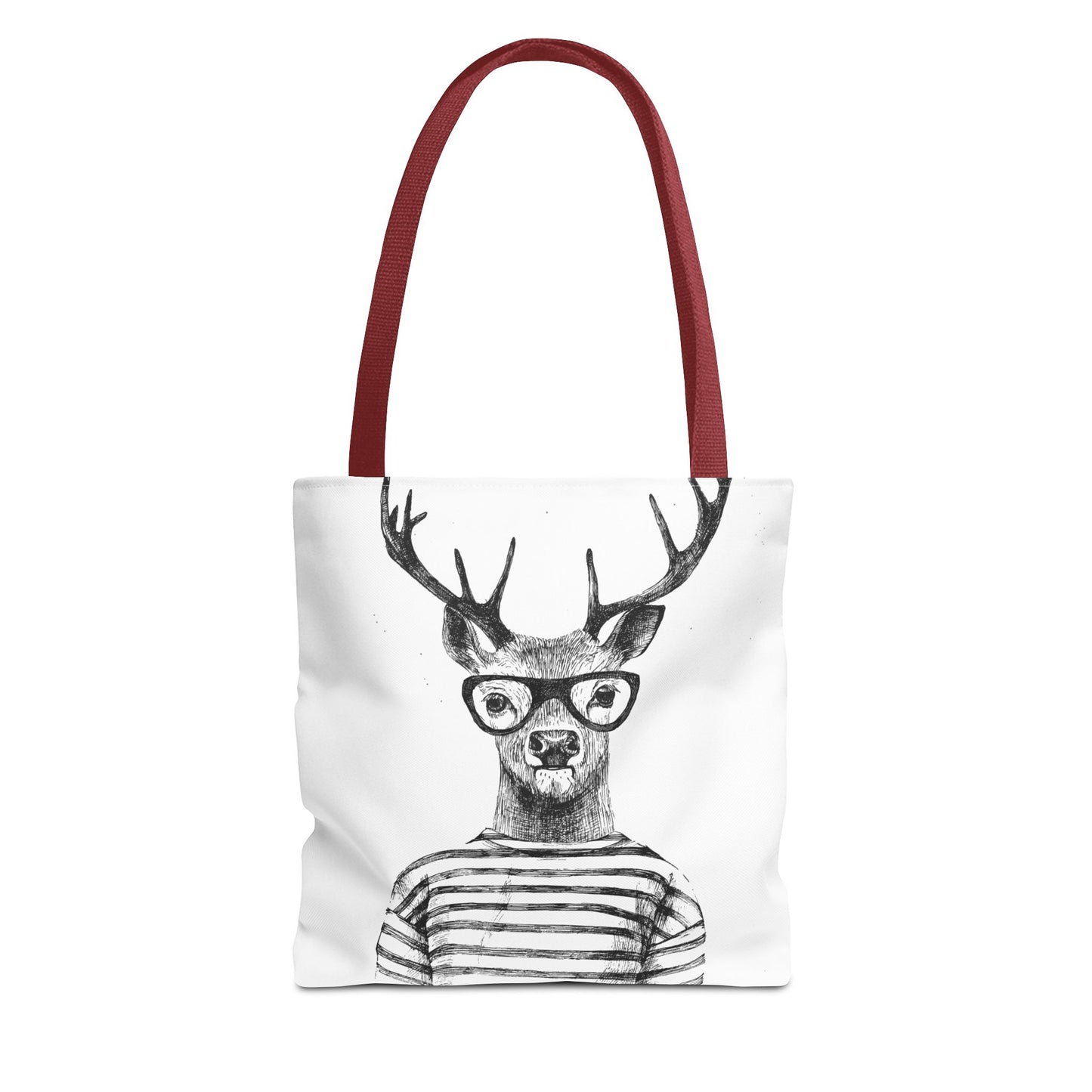 Hipster Deer Tote Bag — I DEER U Striped Deer Graphic Shoulder Tote