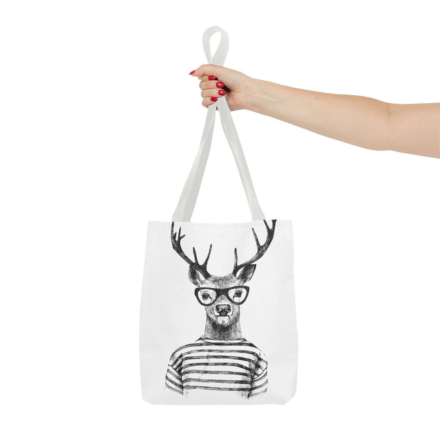 Hipster Deer Tote Bag — I DEER U Striped Deer Graphic Shoulder Tote