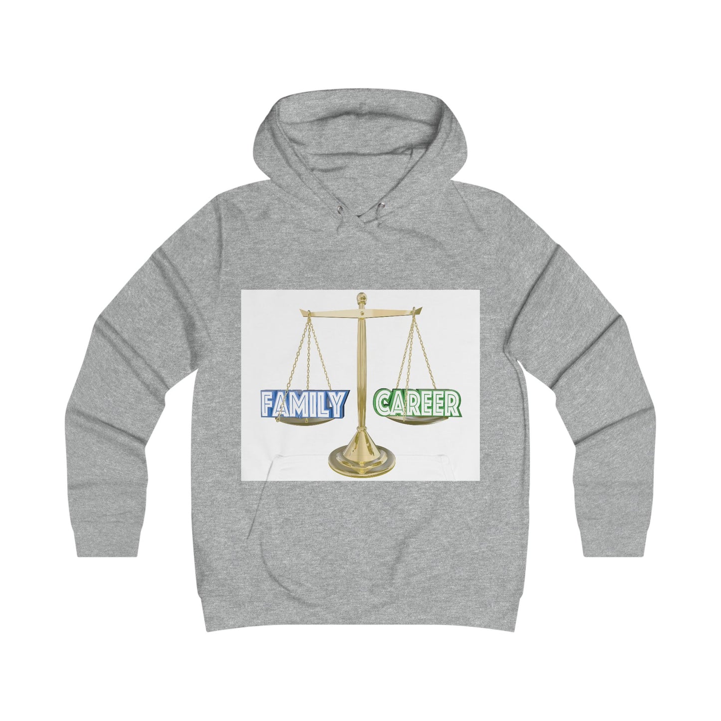 Chic Balance Hoodie - Family & Career Scale Graphic, Cozy Sweatshirt, Inspirational Gift, College Apparel, Casual Comfort, Yellow Fashion